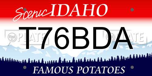 T76BDA Idaho License Plate