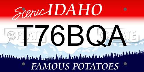 T76BQA Idaho License Plate