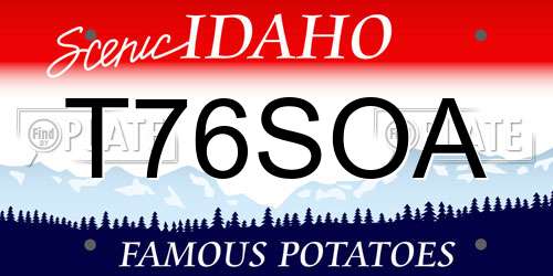 T76SOA Idaho License Plate