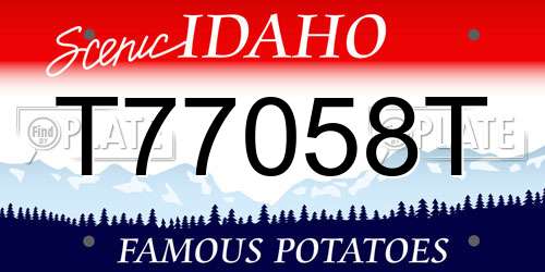 T77058T Idaho License Plate