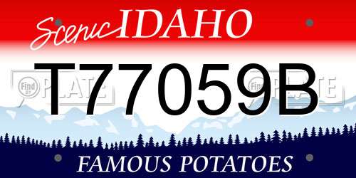 T77059B Idaho License Plate
