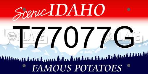 T77077G Idaho License Plate