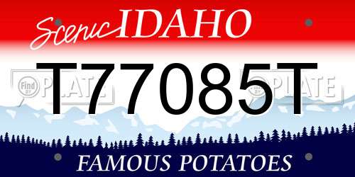 T77085T Idaho License Plate
