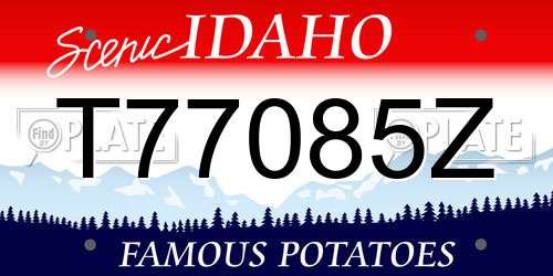 T77085Z Idaho License Plate