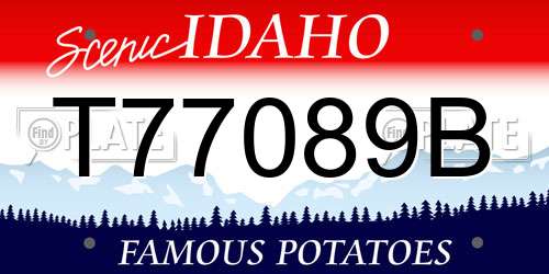 T77089B Idaho License Plate