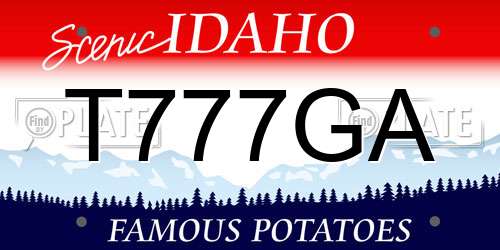 T777GA Idaho License Plate