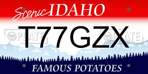 T77GZX Idaho License Plate