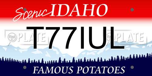T77IUL Idaho License Plate