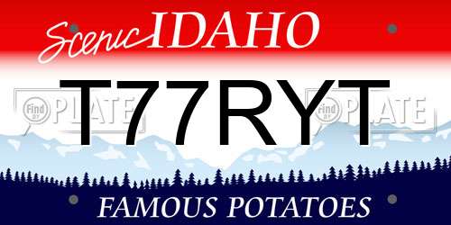 T77RYT Idaho License Plate