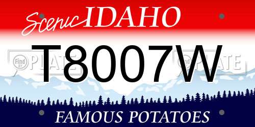 T8007W Idaho License Plate
