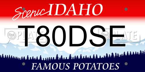 T80DSE Idaho License Plate