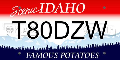 T80DZW Idaho License Plate