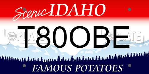 T80OBE Idaho License Plate