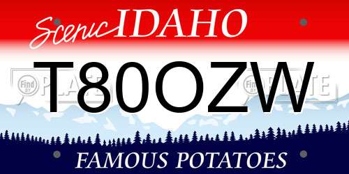 T80OZW Idaho License Plate