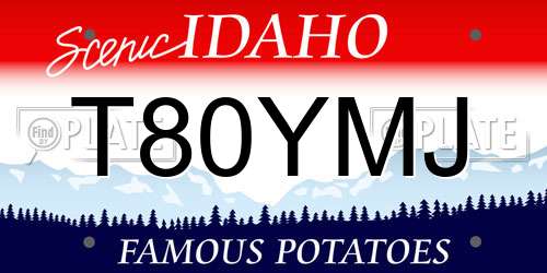 T80YMJ Idaho License Plate