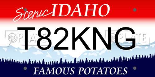 T82KNG Idaho License Plate