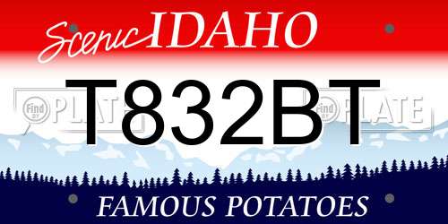 T832BT Idaho License Plate