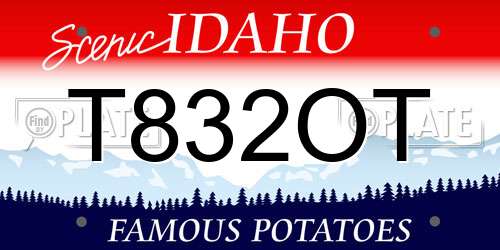 T832OT Idaho License Plate