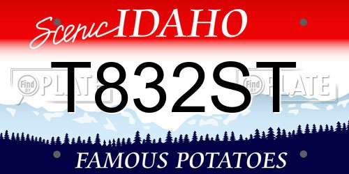 T832ST Idaho License Plate