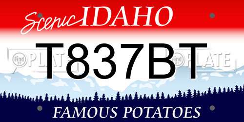 T837BT Idaho License Plate