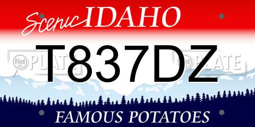 T837DZ Idaho License Plate