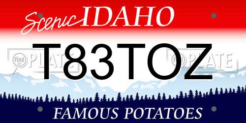 T83TOZ Idaho License Plate