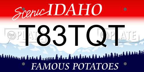 T83TQT Idaho License Plate