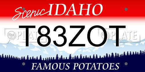 T83ZOT Idaho License Plate
