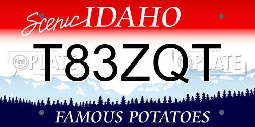 T83ZQT Idaho License Plate