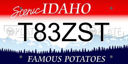 T83ZST Idaho License Plate