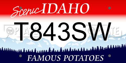 T843SW Idaho License Plate
