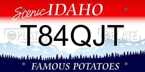 T84QJT Idaho License Plate