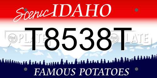T8538T Idaho License Plate