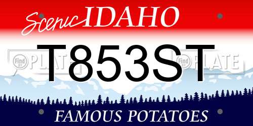 T853ST Idaho License Plate