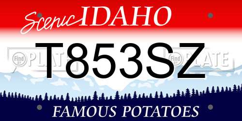 T853SZ Idaho License Plate