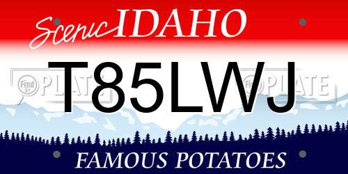 T85LWJ Idaho License Plate