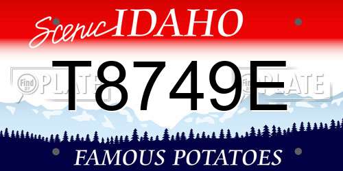 T8749E Idaho License Plate