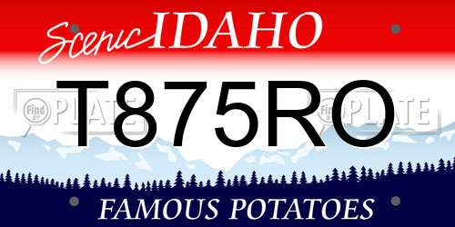 T875RO Idaho License Plate