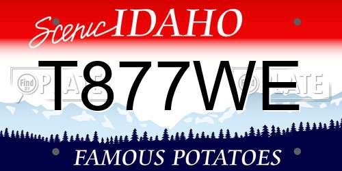 T877WE Idaho License Plate