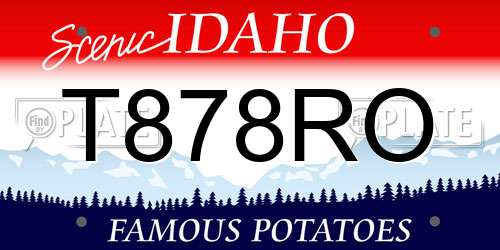 T878RO Idaho License Plate