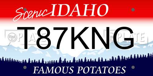T87KNG Idaho License Plate