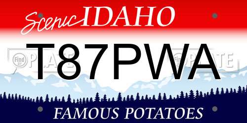 T87PWA Idaho License Plate