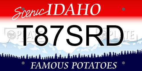 T87SRD Idaho License Plate