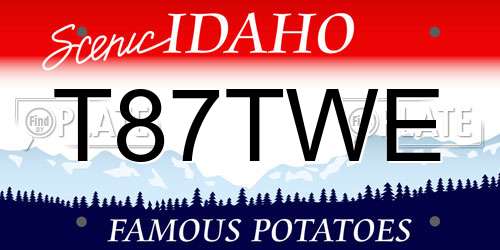 T87TWE Idaho License Plate