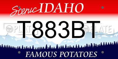 T883BT Idaho License Plate
