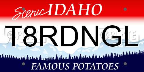 T8RDNGL Idaho License Plate