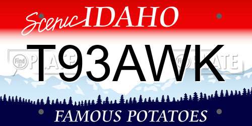 T93AWK Idaho License Plate