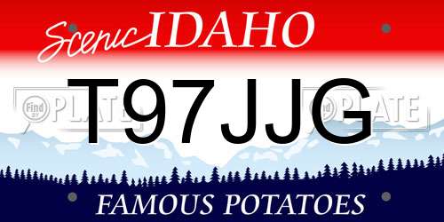 T97JJG Idaho License Plate