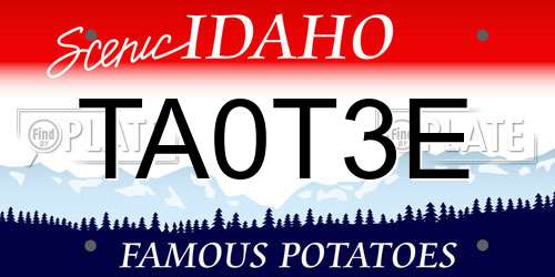TA0T3E Idaho License Plate