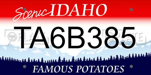 TA6B385 Idaho License Plate
